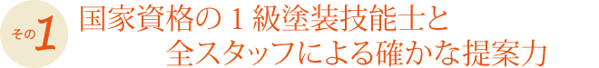 国家資格の1級塗装技能士と全スタッフによる確かな提案力