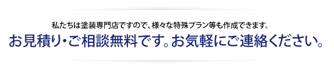 私たちは塗装専門店ですので、様々な特殊プラン等も作成できます。